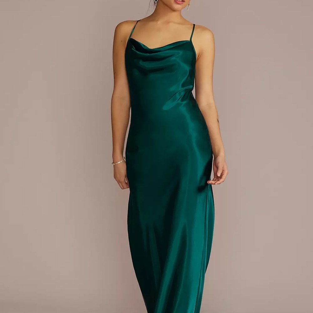Dark Green Cowl Neckline Dress
